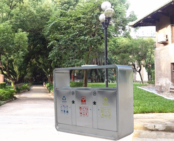 不銹鋼三分類(lèi)戶(hù)外果皮箱環(huán)保公共垃圾箱支持定制